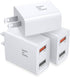 Costyle Double USB Wall Charger, 3 Pack 30W Fast Charge 3.0 Power Adapter & 5V 2.4A Wall Plug for iPhone, Samsung