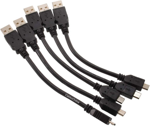 CablesOnline 5-PACK 6 inch USB 2.0 A-Type Male to Micro-B Male Charge & Sync Cable