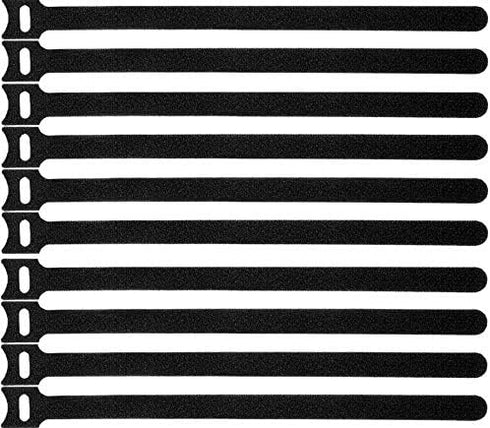 50 Pcs Reusable 12 Inch Fastening Cable Ties, Microfiber Cloth Hook and Loop Cord Ties, Black