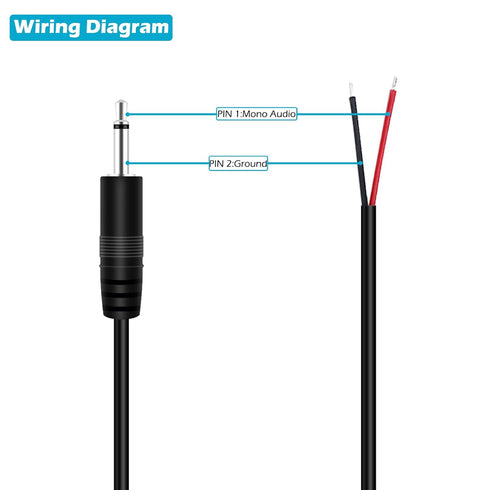 Fancasee (2 Pack 3 ft Replacement 3.5mm 1/8" Male Plug to Bare Wire Open End Pigtail TS Mono 3.5mm Jack Connector Adapter Audio Cable Repair