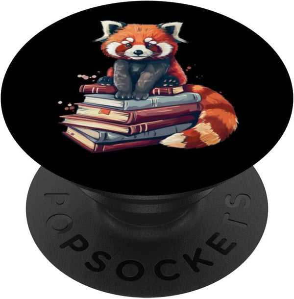 Red Panda Books Lover Reading Bookworm Standard PopSockets PopGrip