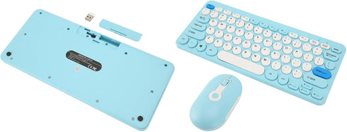 Keyboard and Mouse Combo, Cute Retro Typewriter Keyboard with Round Key, 78 Keys USB Cute Mouse for Desktop, Laptop,