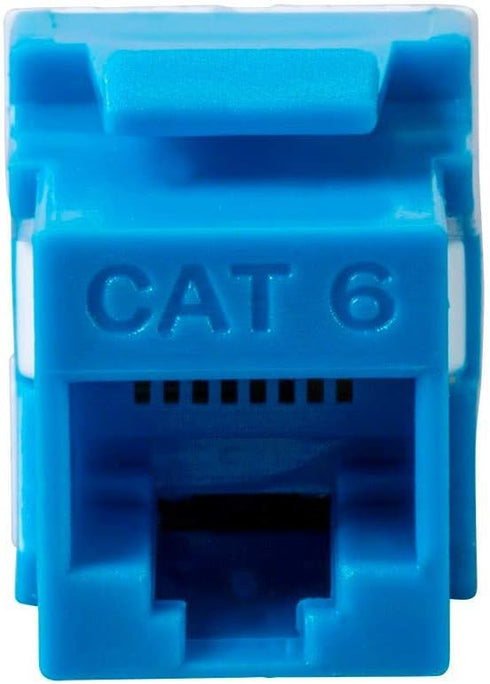 Monoprice Cat6 RJ-45 180-Degree Punch Down Keystone, Dual IDC for 22-24AWG Solid Wire, Blue