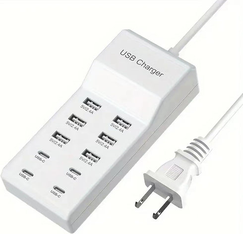 Generic USB C Fast Charger, 10-Port Portable Charging Station, Suitable for Various Devices,