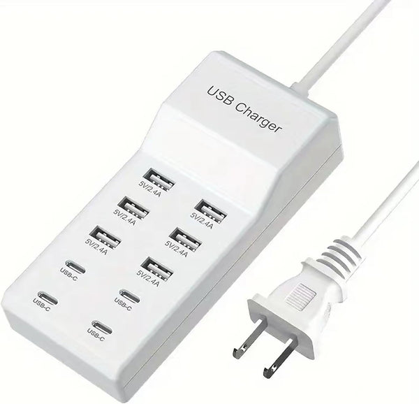 Generic USB C Fast Charger, 10-Port Portable Charging Station, Suitable for Various Devices,