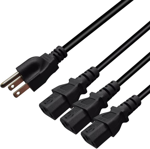 Toptekits Computer Power Splitter Cord, NEMA 5-15P to 3X C13 - C13 Y-Cable,