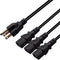 Toptekits Computer Power Splitter Cord, NEMA 5-15P to 3X C13 - C13 Y-Cable,