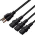 Toptekits Computer Power Splitter Cord, NEMA 5-15P to 3X C13 - C13 Y-Cable,