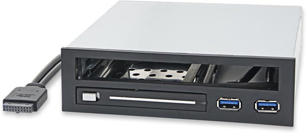 Syba 5.25" Bay Adapter for Slim Optical Drive, 2.5" Trayless Rack for HDD SSD, USB Hub - SY-MRA55005