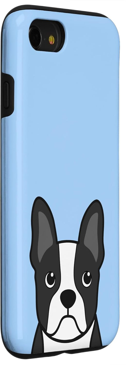 Boston Terrier Face Phone Case for iPhone SE (2020), 7, 8 - Baby Blue Dog Lover Gift