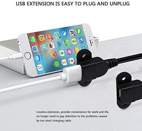 QiCheng&LYS USB 2.0 Male to Dual Female Charging Extension Cable, Furniture nightstand USB Charging Port, Panel Mount Cable with Screw Hole 5ft (1pc 1.5m Cables and adapters) by QiCheng&LYS