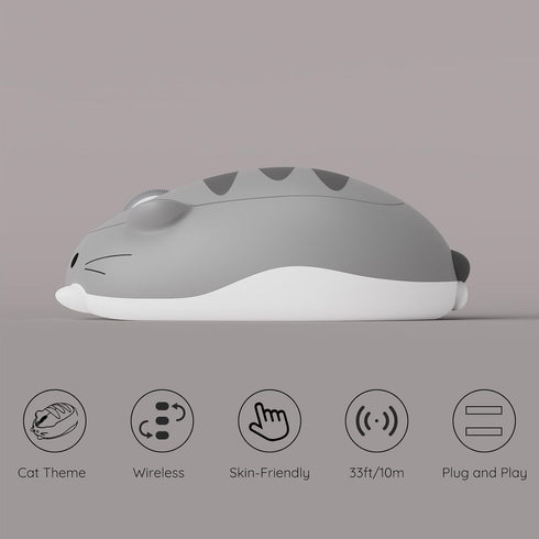Akko Cat Theme Wireless Gaming Mouse, 2.4G GHz with USB Receiver, Cute Optical Cordless Mouse for Computer, Laptop,