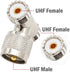 PL259 T Connector Adapter UHF Male to Female, 1 Male to 2 Female SO239 Tee Coaxial Cable Splitter for Ham Radio CB