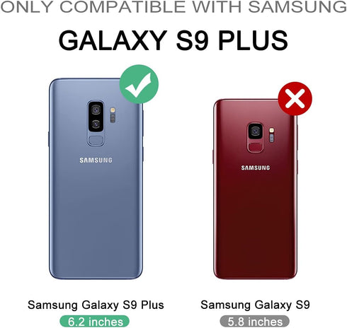 Dexnor Case for Samsung Galaxy S9+ Plus, Built-in Screen Protector and Kickstand, Heavy Duty Shockproof Protective Cover