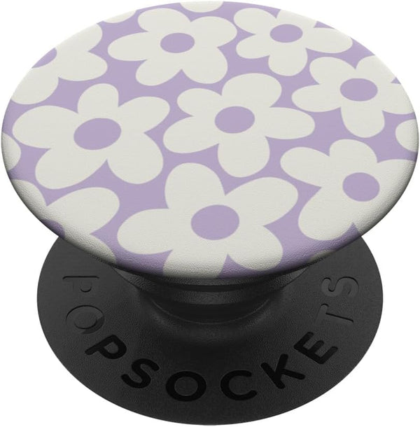 Pastel Purple Aesthetic Flowers Floral Retro Daisy Women PopSockets Standard PopGrip