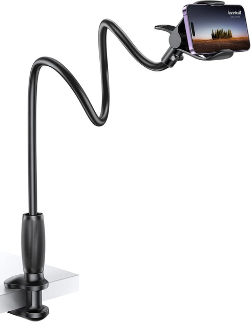 Lamicall Gooseneck Phone Holder for Bed - Upgraded Stable Clip for Desk, Headboard, Flexible Long Arm Stand