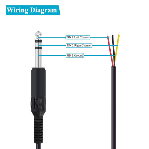 Fancasee 2 Pack 6 ft Replacement 6.35mm Male Plug to Bare Wire Open End TRS Audio Cable for Microphone Speaker Repair