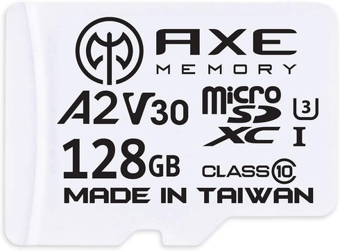 AXE MEMORY 128GB Micro SD Card 4K Ultra Full HD Video Premium Speed MicroSDXC Up to 100MB/S A2 V30 UHS-I U3 with SD