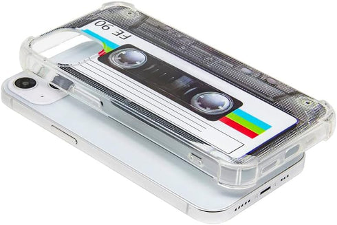 Case for iPhone 13, Matte Finish Heavy Duty Soft Back Cover with Reinforced Corners, Retro Cassette Tape Design