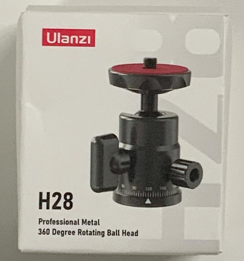 Mini Ball Head, ULANZI H28 Panoramic Tripod Head + Dual Hot Shoe Mount DSLR Camera Adapter
