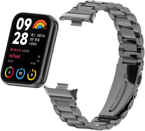Straps for Xiaomi Mi Band 8 Pro/Redmi Smartwatch 4, 18MM Steel Mesh Wristband Bracelet, Protective Frame for Women Men