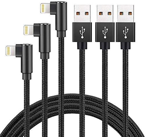 Extra Long Durable Charging Cable, 3 Pack 10ft USB A to 90 Degree Aluminum Alloy for iPhone