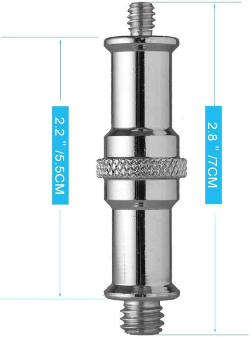 2 Pieces Metal Male Convertor Threaded Screw Adapter, 1/4 to 3/8 inch for Studio Light Stand, Hotshoe/Coldshoe