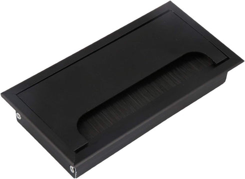 Aluminum Alloy Rectangle Wire Cable Grommet Hole Cover for Office Desk, Computer Table (160 x 80mm, Black)