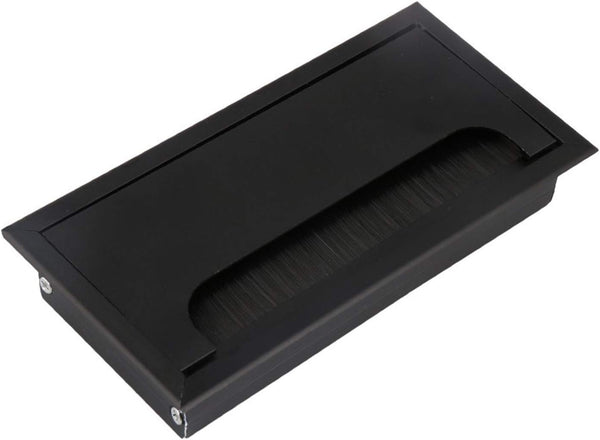 Aluminum Alloy Rectangle Wire Cable Grommet Hole Cover for Office Desk, Computer Table (160 x 80mm, Black)