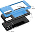 Phone Case for Samsung Galaxy A51 5G, Tempered Glass Screen Protector Cover with Credit Card Holder, Rugged Blue