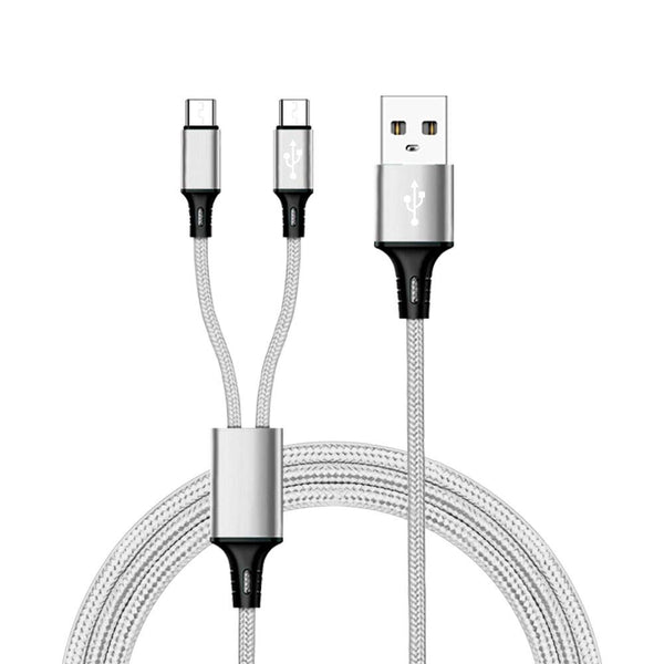 IFLASH Extra Long 6 Feet Dual Port TYPE C Splitter Charging Cable for Two USB C Devices from a Single USB A Port -