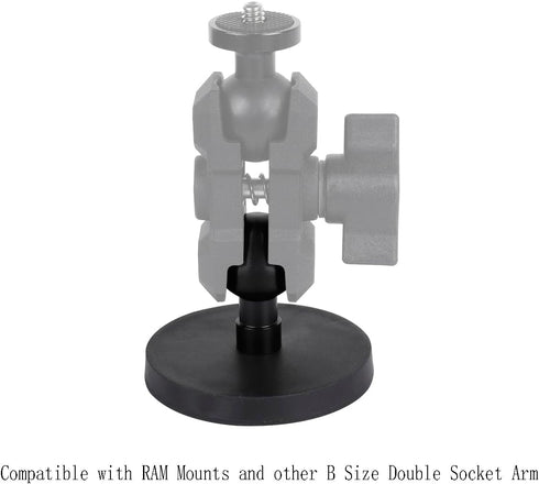 66mm Round Magnetic Mount Base with 1" Ball, Compatible with RAM Mounts B Size Double Socket Arm and 1 Inch Ball Holders