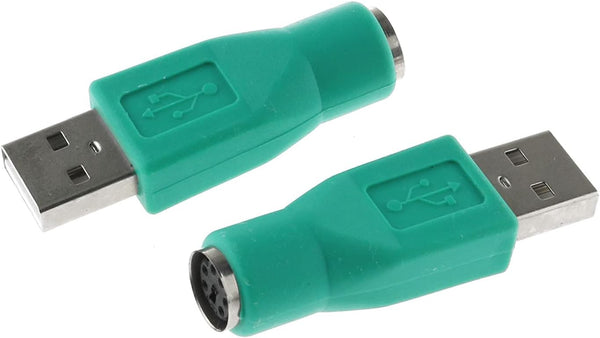 USB to PS2 Adapter 2PCS - Green PS/2 Female to USB Male Converter for Mouse and Keyboard.