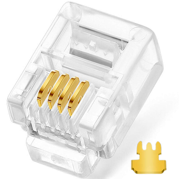 NECABLES 20-Pack RJ11 6P4C Telephone Modular Plug Connector for Phone Line Cord, Solid and Stranded Wire Compatible