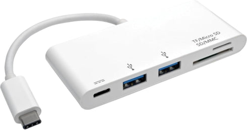 Tripp Lite 2-Port USB-C to USB-A Portable Hub, Micro SD & SD/MMC Reader, USB-C PD Charging Port