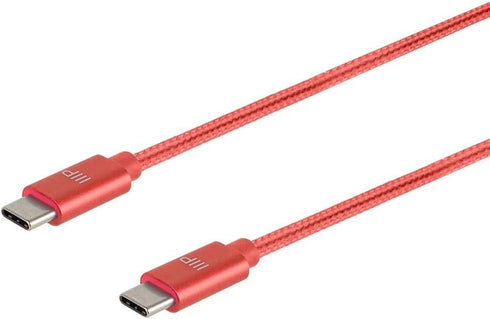 Monoprice 3 Feet USB 2.0 Type-C to Type-C Charge and Sync Cable, Red, Up to 3 Amps/60 Watts, Palette Series