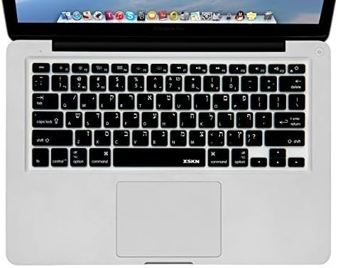 XSKN Hebrew Israel Language Black Silicone Keyboard Skin for 2015 and Earlier MacBook Air 13, Pro 13 15 17 inch