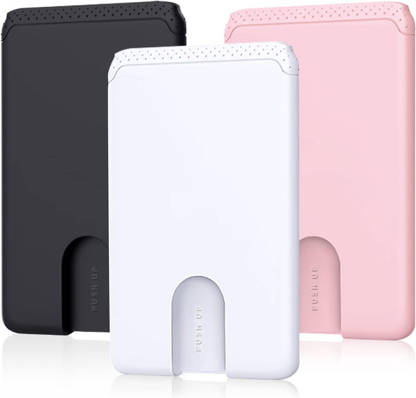 SHANSHUI Phone Card Holder, 3 Pack Premium Silicone Credit Card Holder for Cell Phone Wallet, Compatible with iPhone,