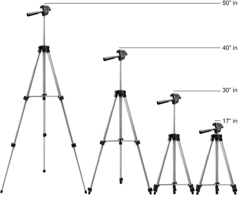 Acuvar 50 Inch 3-Way Lightweight Camera Tripod with Pan & Tilt Head Aluminum DSLR Tripod Stand with Quick Release Plate
