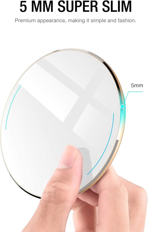 TOZO W1 Wireless Charger, 10W Qi-Certified Fast Charging Pad Compatible with iPhone 14 13 12, Samsung Galaxy Series (NO