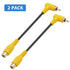 Duttek 90 Degree Short RCA Extension Cable 6in/15cm, 24K Gold-Plated RCA Subwoofer Cable, Male to Female Audio Cable (2