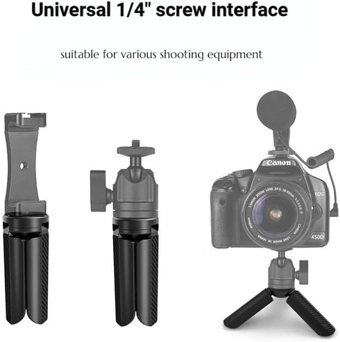 Generic 1/4" Mini Tripod Compact Desktop Stand with Screw Interface, Non-Slip Rubber Feet, Lightweight & Portable