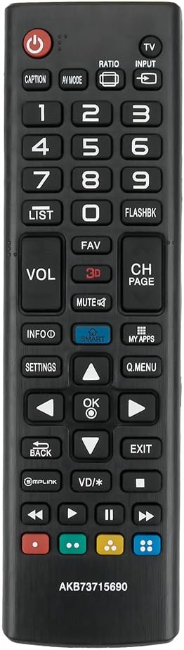 AKB73715690 Replace Remote Control - Compatible for LG Smart 3D Plasma LCD LED HDTV Models