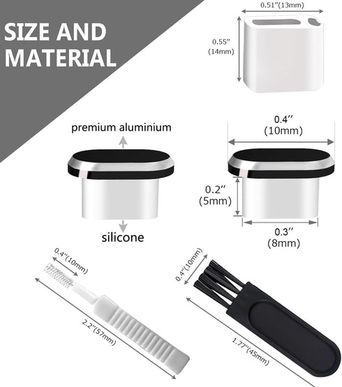 USB C Anti Dust Plugs Type C Charging Port Cover 5 Pack with Cleaning Brush, Compatible with iPhone 15 Pro Max Plus