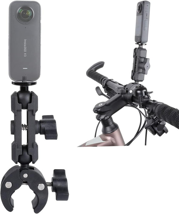 PellKing Motorcycle Camera Mount for Insta360 Go 3, 360 Rotation Metal Clamp Holder for Bike Handlebar