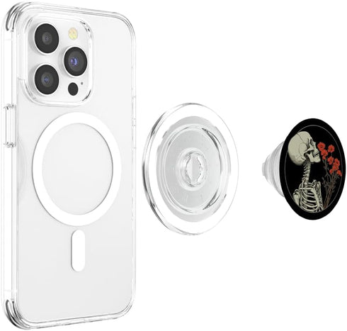 PopSockets PopGrip for MagSafe - Skull Floral Gothic Flowers Bouquet Dark Wildflowers Art