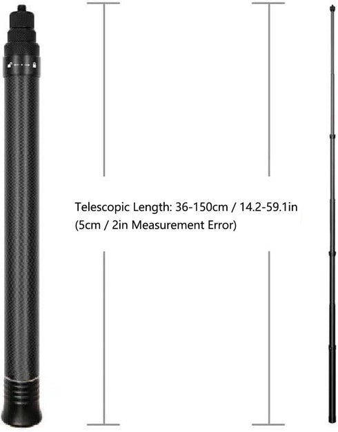 Yoidesu 1.5M 7 360X3 3 X2 Selfie Stick, Section Carbon Fiber Extended Super Long Pole Professional Action Camera Selfie