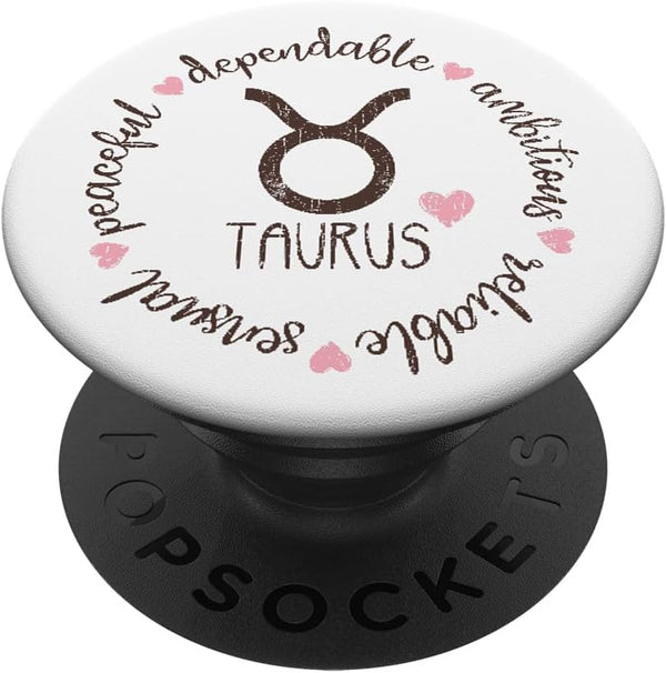 Taurus Description Apparel, Funny Zodiac Sign Gift for Men and Women, PopSockets Standard PopGrip