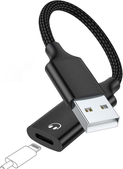 USB A to Lightning Female Audio Adapter, External Sound Card for USB-A to Female Lightning, HiFi Audio Headphones