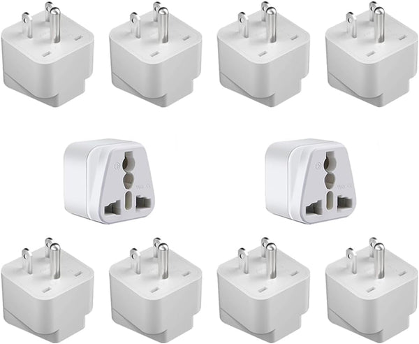 TEWOXIN 10PCS UK/AU to USA Travel Adapter Plug,3-Prong Grounded NEMA 5-15P,10A/250V Power Converter